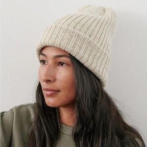 Wolhide Marled Ribbed Hat, Cloud